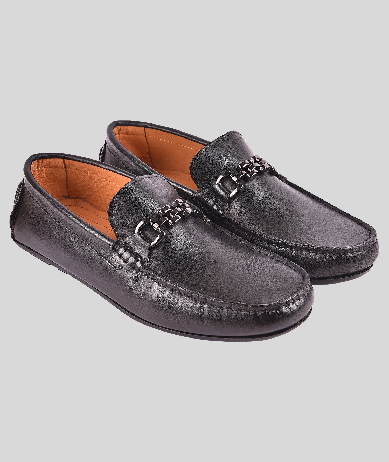 Leather Buckle Men's Leather Black Loafers Shoes