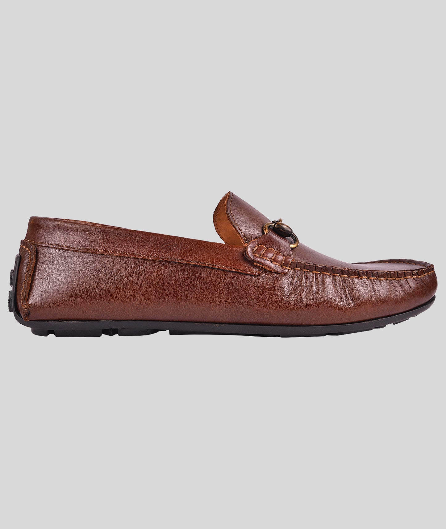Leather Buckle Men's Leather Tan Loafers Shoes