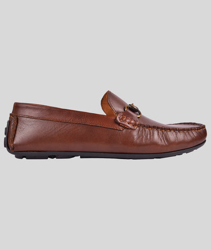 Leather Buckle Men's Leather Tan Loafers Shoes