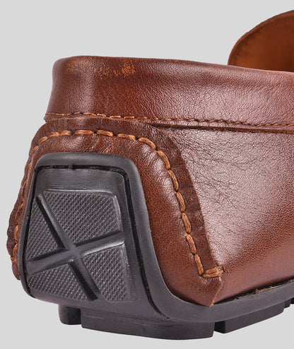 Leather Buckle Men's Leather Tan Loafers Shoes