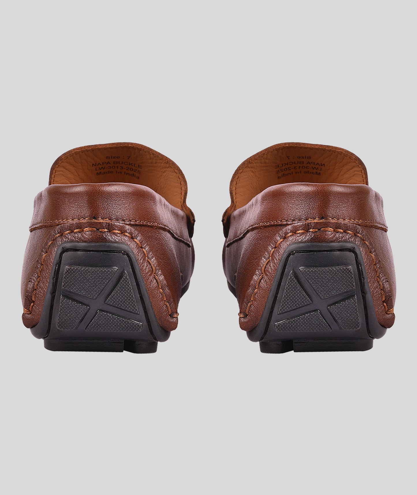 Leather Buckle Men's Leather Tan Loafers Shoes