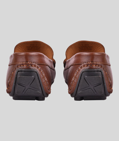 Leather Buckle Men's Leather Tan Loafers Shoes