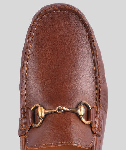 Leather Buckle Men's Leather Tan Loafers Shoes