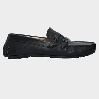 Mens Loafer Shoes Double Monk Black