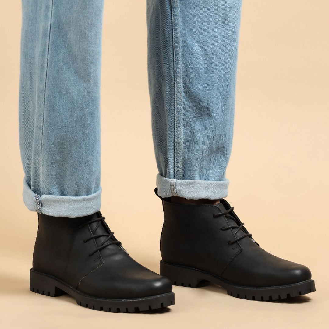 Leather Boots For Men Black