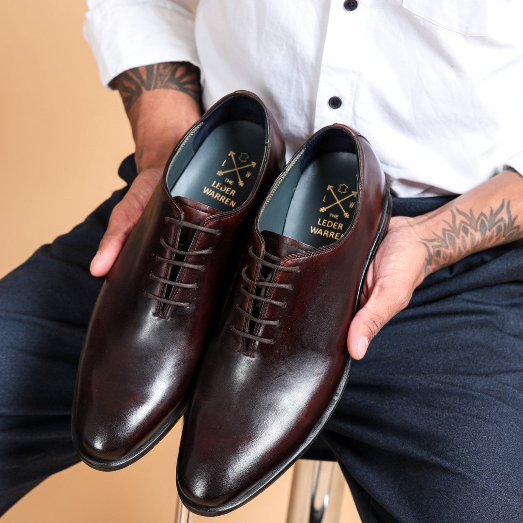 Italian Derby Shoes – Whole Cut Brown Genuine Leather | Leder Warren