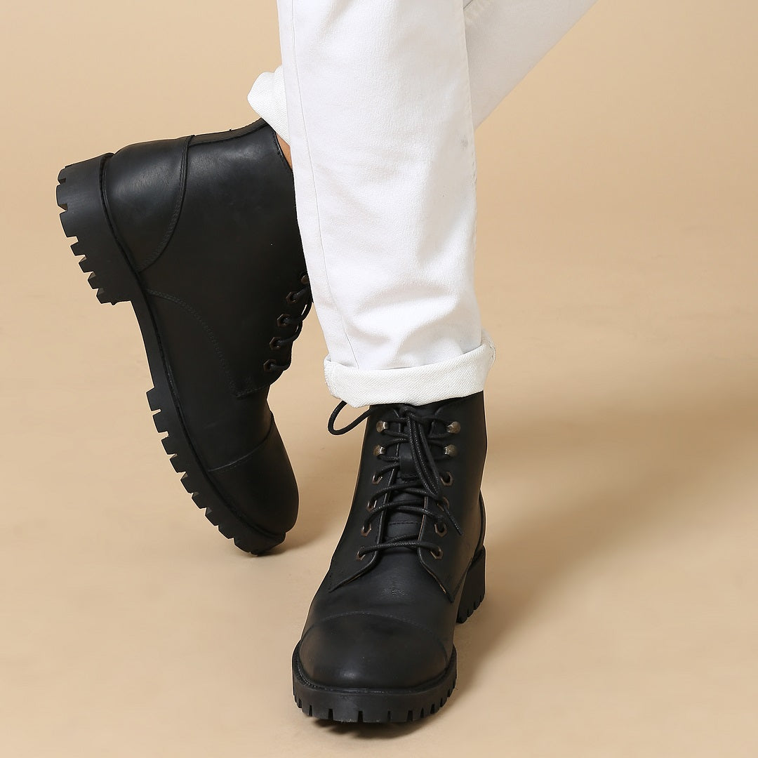 Leather Riding Boots For Men Black