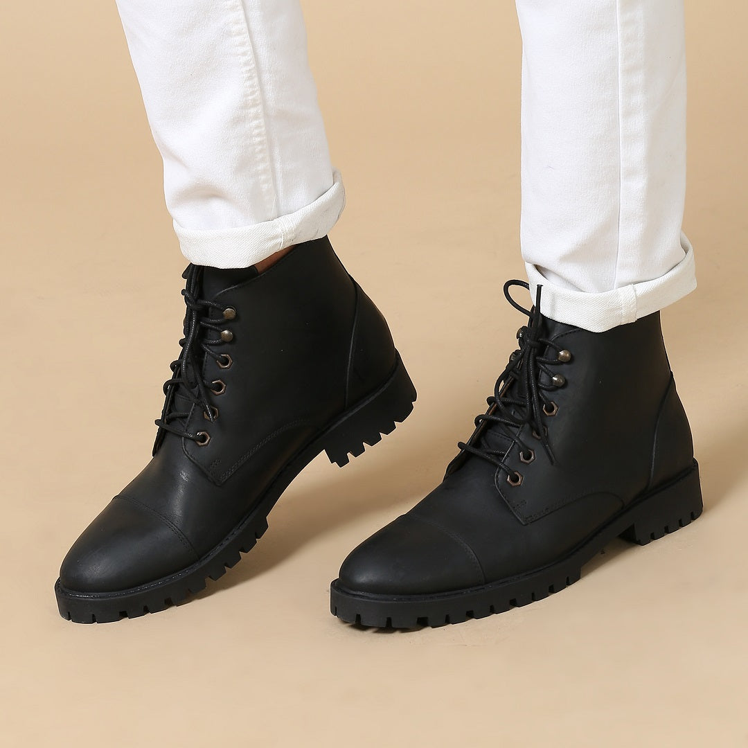 Leather Riding Boots For Men Black