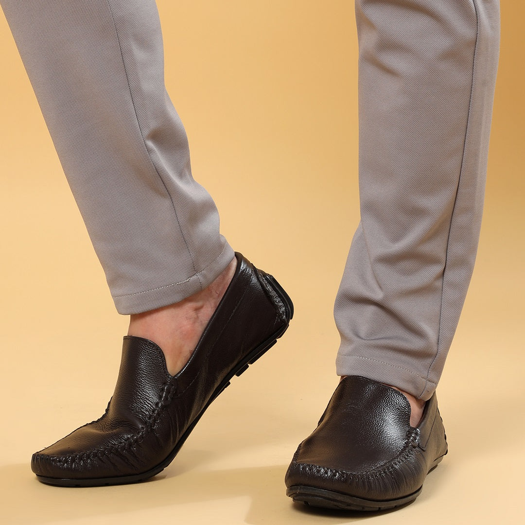 Lederwarren Milled Leather Plain Loafer Shoes
