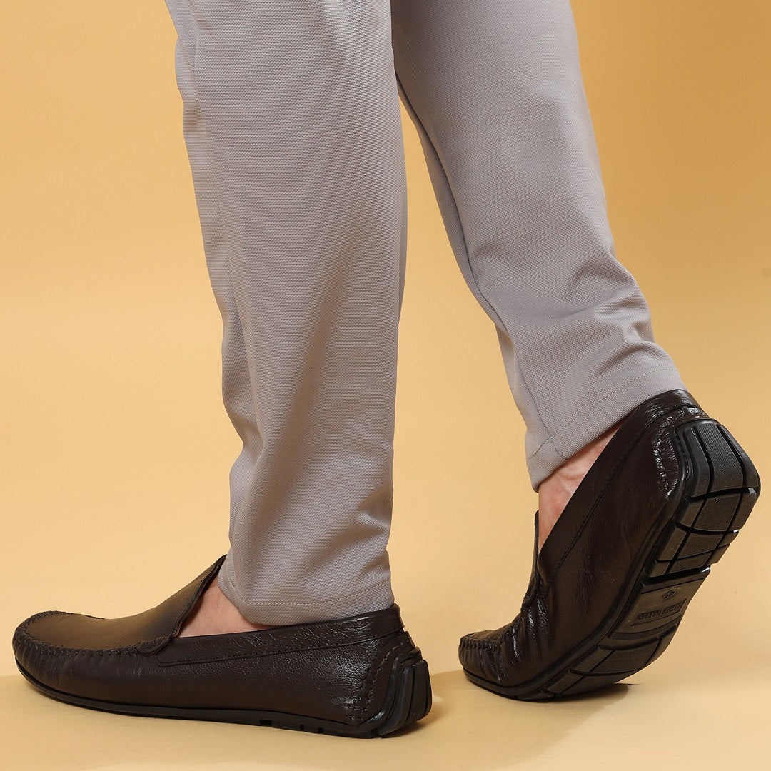 Lederwarren Milled Leather Plain Loafer Shoes