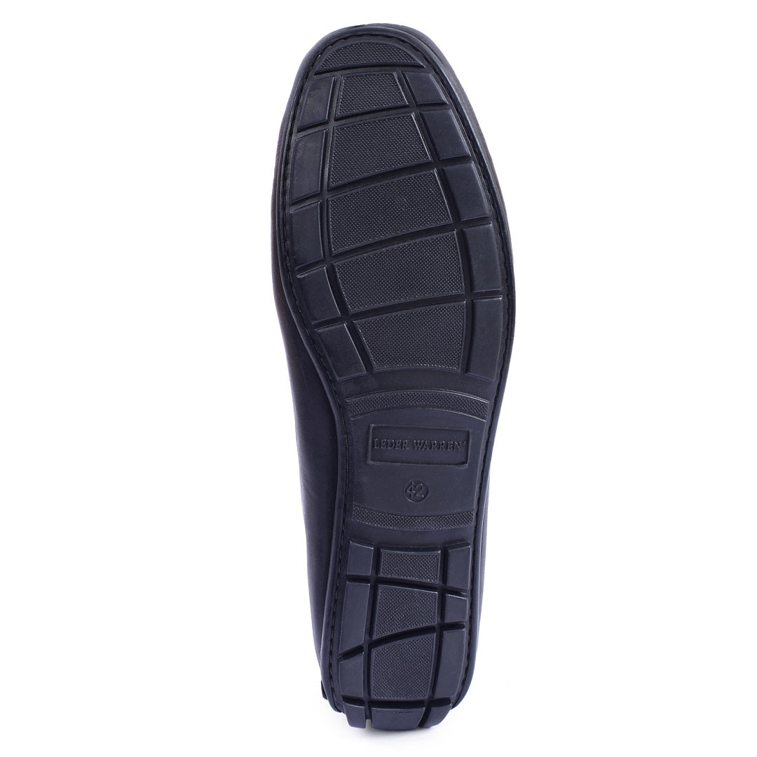 Lederwarren Laser Print Black Loafer Shoes