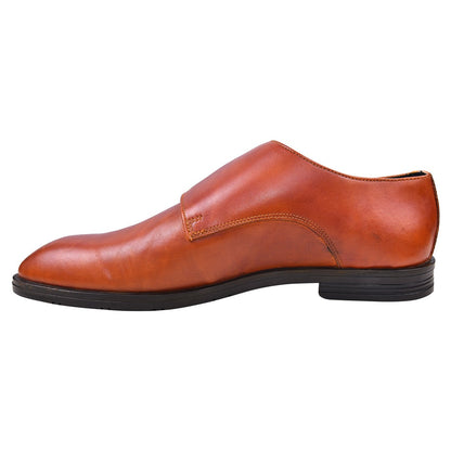 Double monk strap leather dress shoe for men