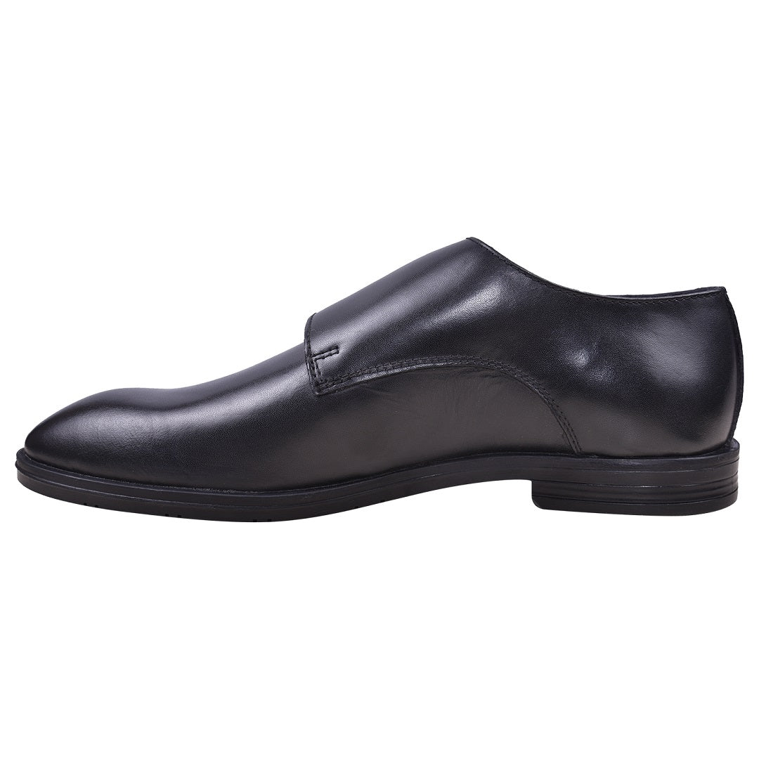 Double monk strap leather dress shoe for men