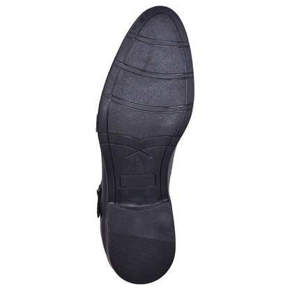 Double monk strap leather dress shoe for men